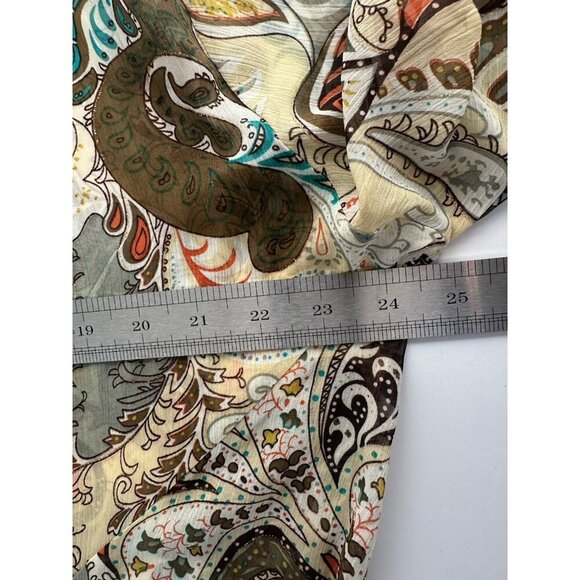 C.F Collection Womens V-Neck Wrap Tunic XL Multi Paisley Sheer Asymmetrical Hem - Picture 7 of 7